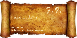 Faix Iván névjegykártya